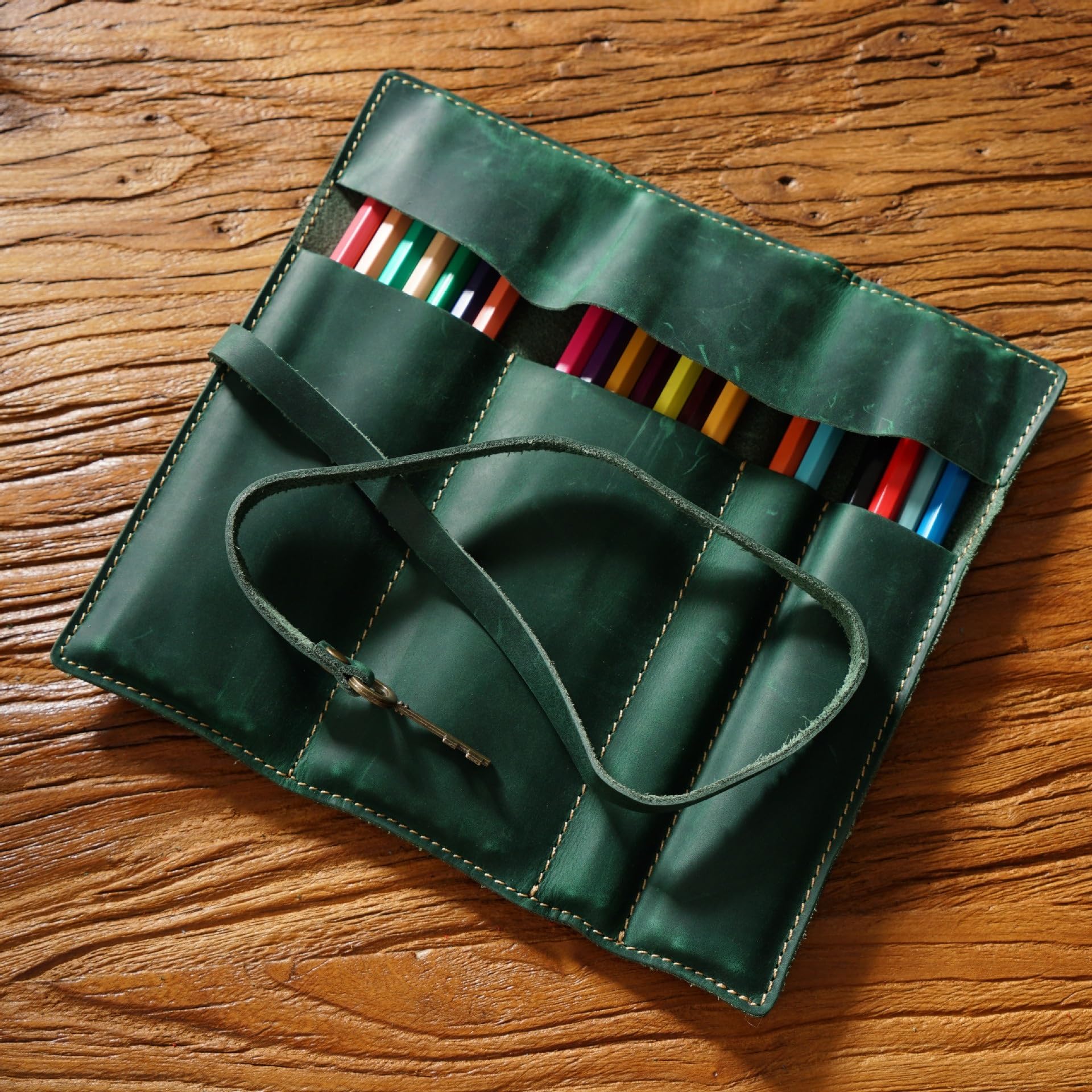 Crazy Horse Leder-Bleistiftrolle