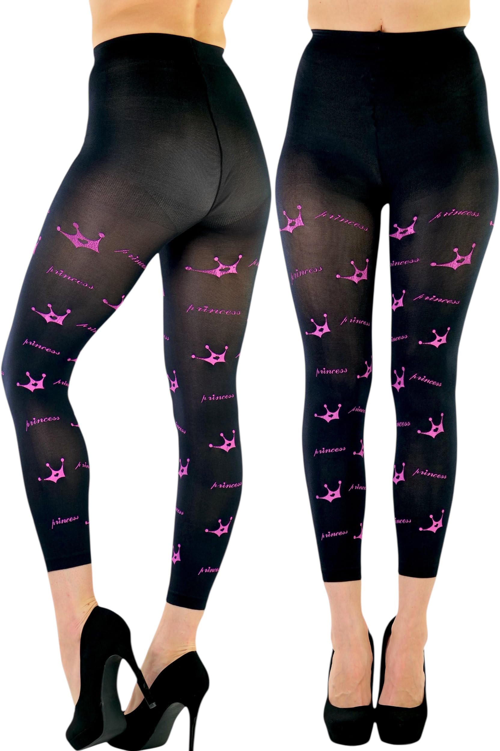 ToBeInStyle Women's Opaque Ankle Long Nylon Footless Fun Tights Pantyhose
