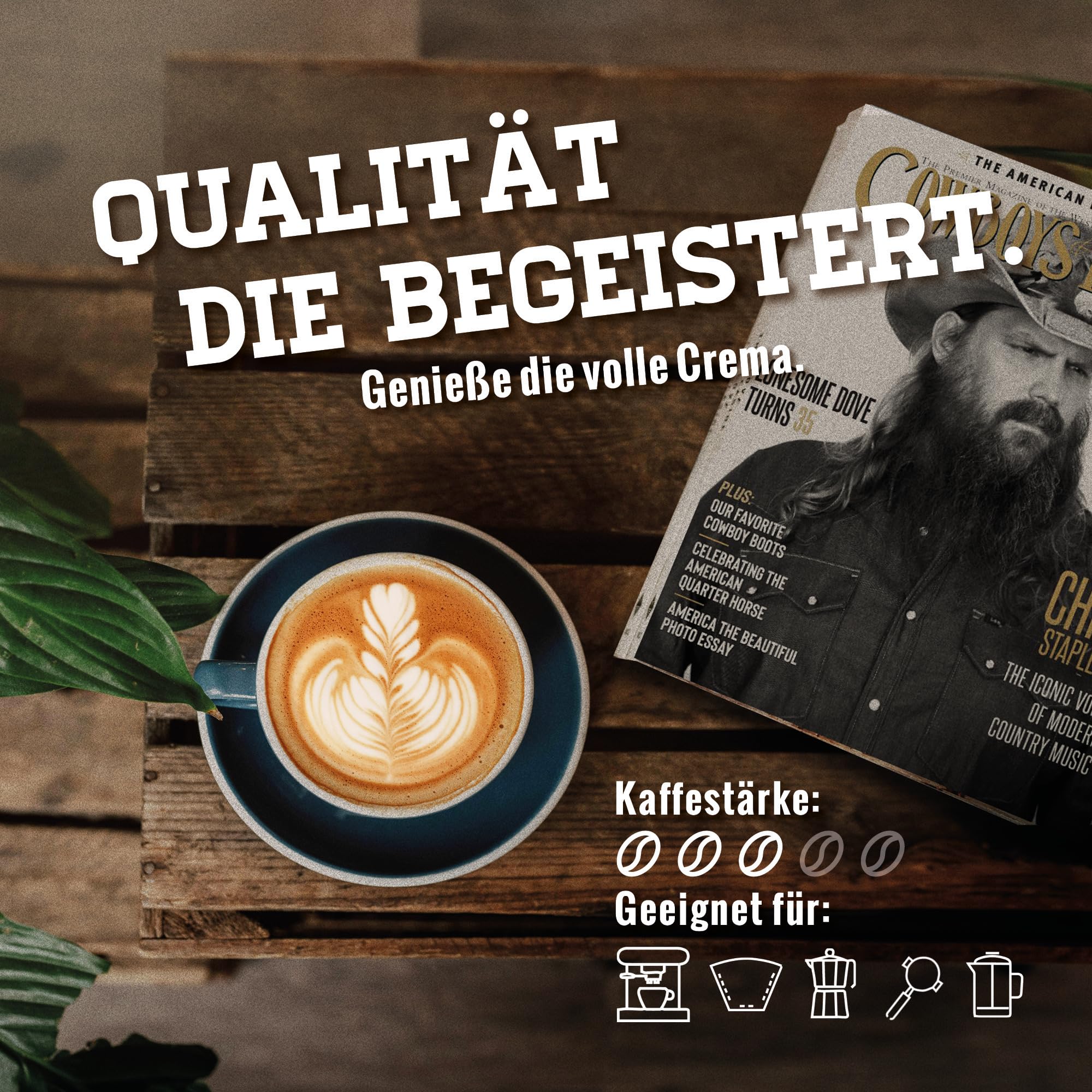 Blank Roast - Wild Cowboy Kaffee - Kaffeebohnen 1kg (3er Pack) - mit Hickoryholz geröstet - Ganze Kaffeebohnen aus Brasilien & Uganda - 100% Arabica-Blend mit schokoladigen Nuancen - säurearm