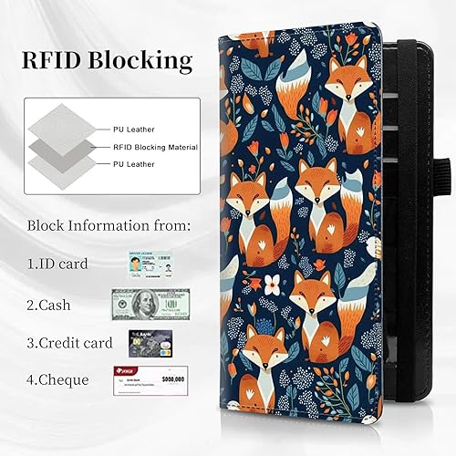 Vista 10 de Funda para chequera personal con diseño de tortuga marina verde, funda de piel sintética para hombres y mujeres, con ranuras para tarjetas, soporte