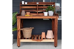 Backyard Discovery Serving Bar-Acacia Wood Potting Bench, Brown