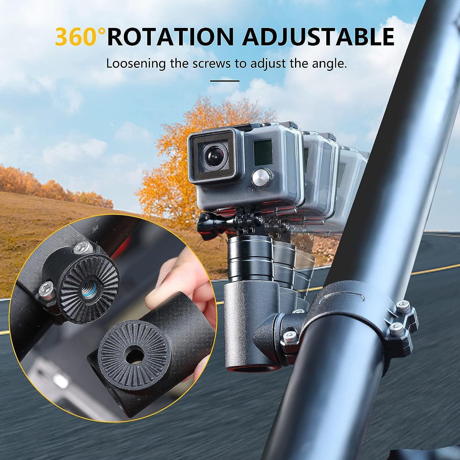 UTV ATV Camera Mount Holder Compatible with GoPro, 1.75"-2" Roll Bar Mount Camera Holder Compatible with GoPro Hero 9 8 7 6 5 4, SJ, DJL, Insta360, 360° Adjustable Aluminum UTV Cameras Mounts Holders