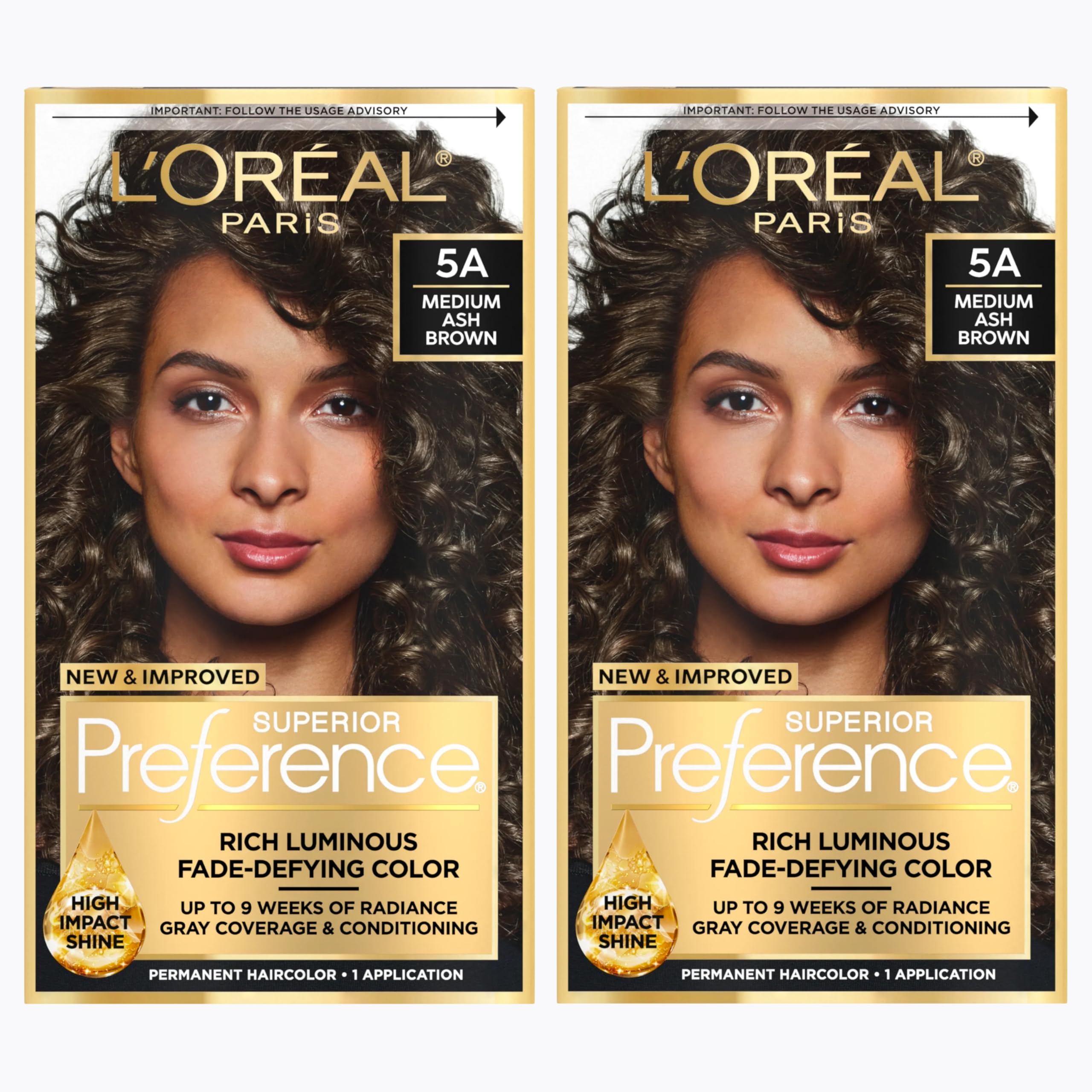 Superior Preference Luminous Fade-Defying Permanent Hair Color, Hair Dye For Up to 9 Weeks of Radiance, Medium Ash Brown 5A, 1 Hair Dye Kit (Pack of 2)