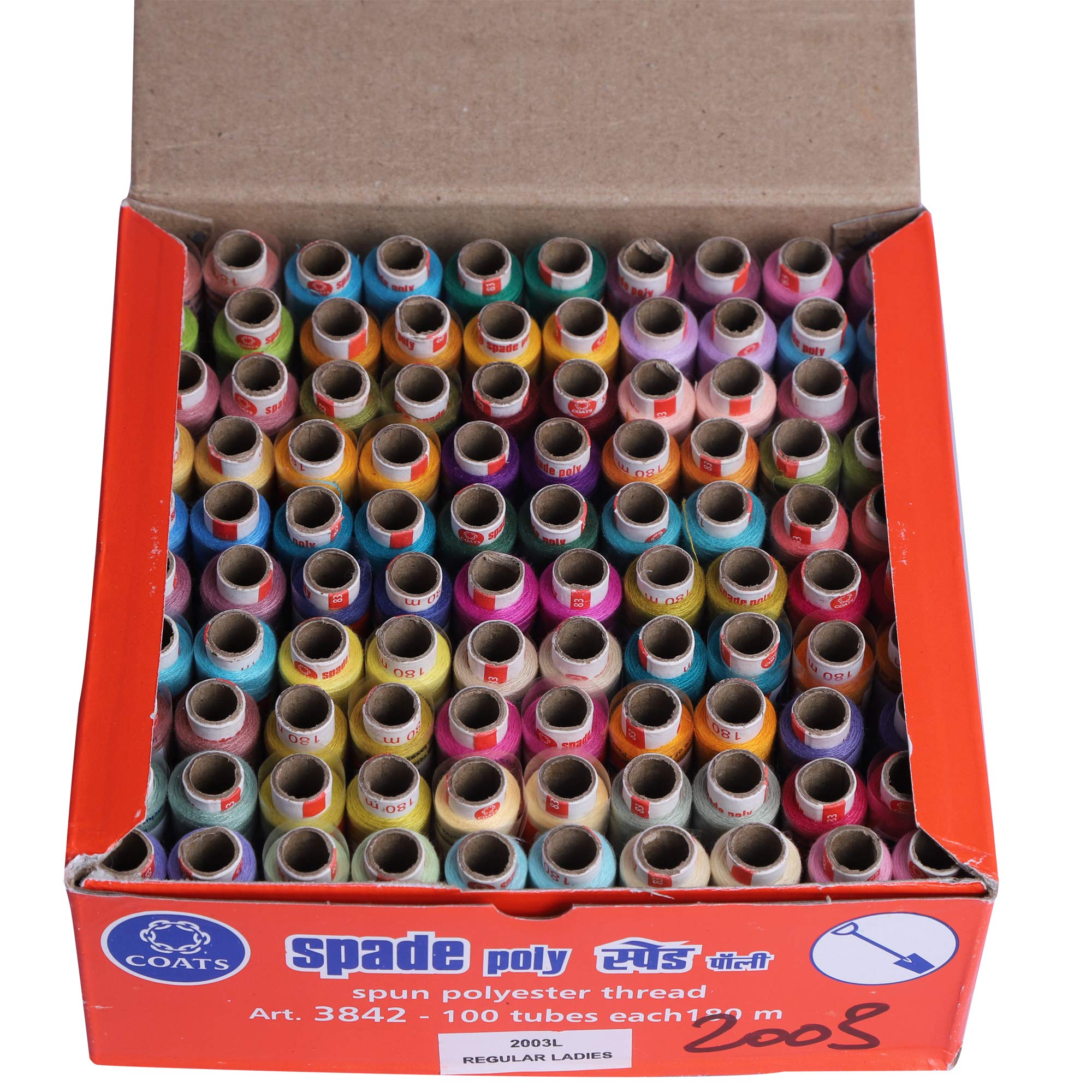 OBEROI INDIAN HANDICRAFTS Madura Coats Spade Poly Multicolor Polyester Threads for Sewing and Tailoring 100 Spools, 180m Each Spool (2003)