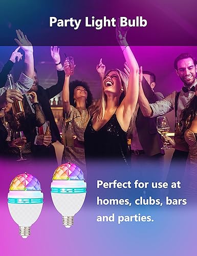 Miniatura 10 de IAGBIBUI Bombilla de bola de discoteca, 3 W, E27 RGB de color, bombillas LED de fiesta, luz mágica para discoteca, vacaciones, cumpleaños, club,