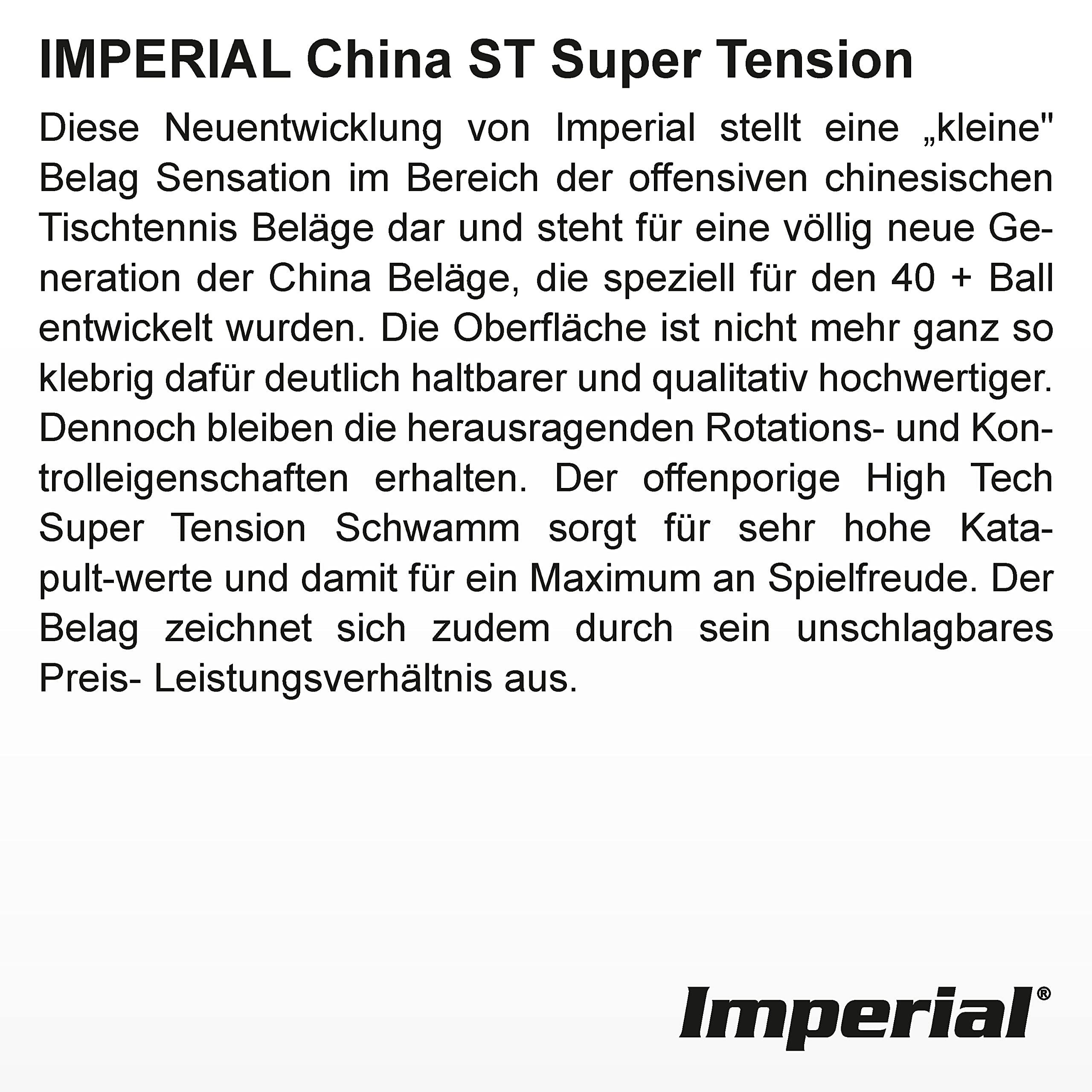 Imperial China ST Super Tension | Rivestimento per Tennis Tavolo Cinese | Puntini Interno | Offensivo | Omologato ITTF