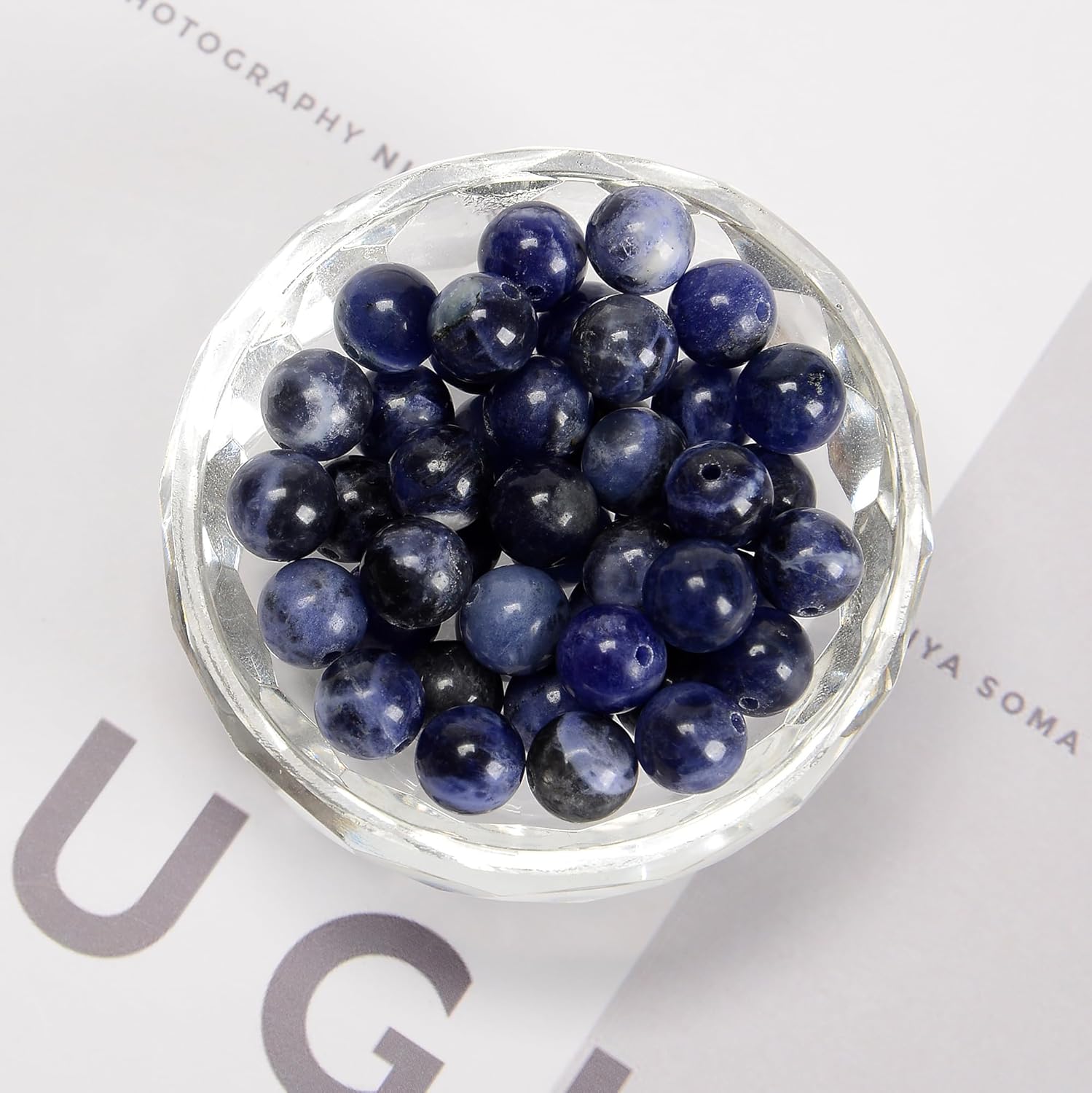 94Pcs(2 Strand/Set) 8mm Blue Sodalite Natural Stone Beads Round Gemstone Genuine Real Stone Loose for DIY Bracelet Jewelry String Making