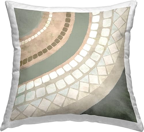 Stupell Industries Flora Kouta - Almohada de diseño de tonos tierra beige mosaico, 18 x 18, multicolor