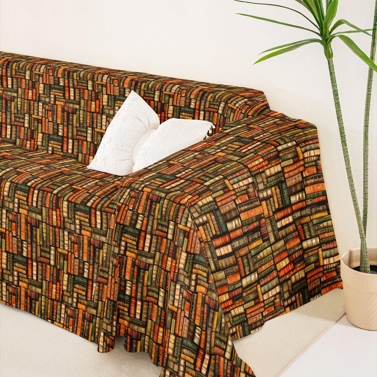 Erosebridal Library Couch Blanket 71" x 118" Book Non Slip Soft Sofa Cover Libraries Books Stack Cat Proof Sofa Slipcovers Books Bookshelf Vintage Library Washable Sofa Protector