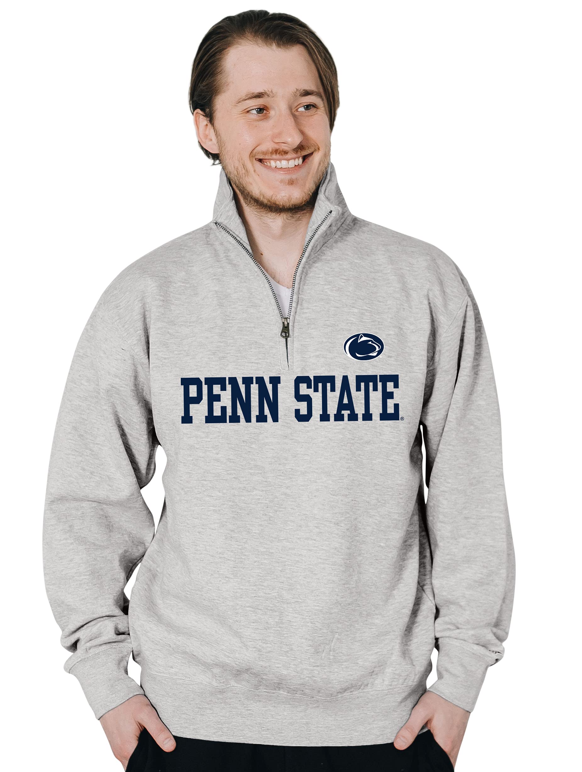 Blue 84 Men's Penn State Nittany Lions Quarter Zip Sweatshirt Grey, Grey, Large
