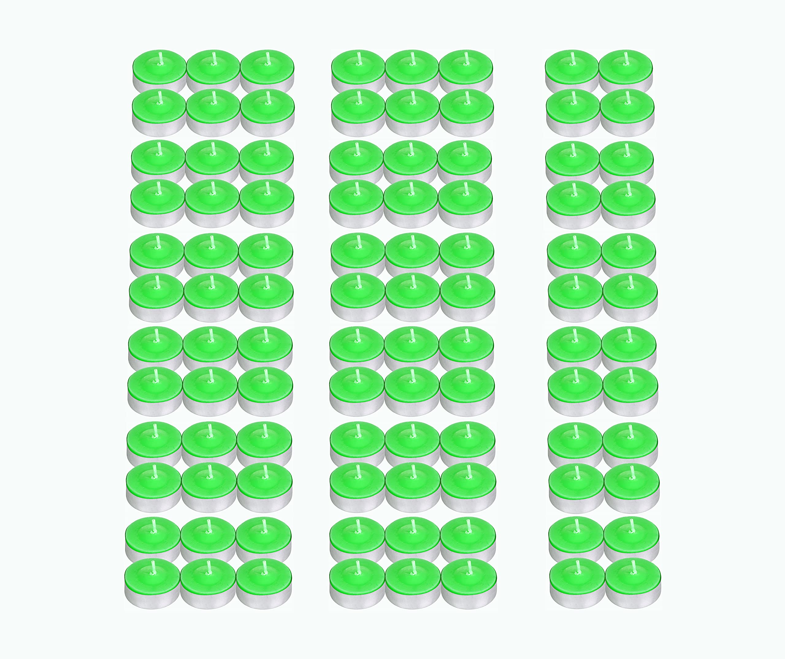 LUCES Paraffin Wax Green Tea Light Candles Smokeless Scented Floating Tea Cup tealight tin Base for Party Home Decor Set of 80