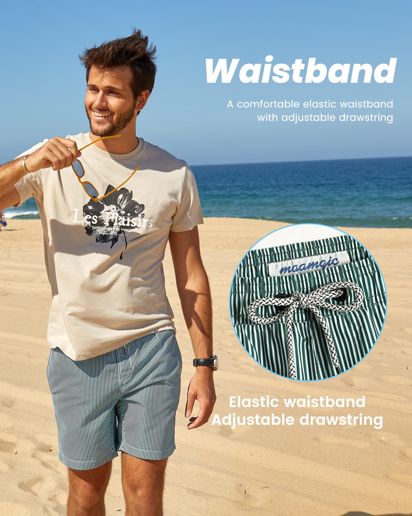 MaaMgic Pantaloncini da Bagno da Uomo Asciugatura Veloce Costume da Bagno per Surf sulla Spiaggia Multi-funzioni Allenamento casa con Fodera in Mesh con Fodera in Mesh