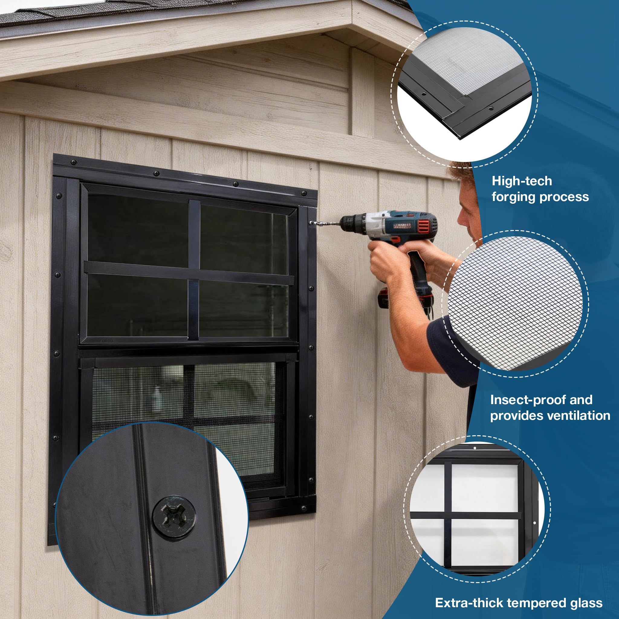 Patio Windows for Shed and Porch Enclosures: 5 Picks (2026) 3 Yuzzy 24 x 36 shed windows tempered glass 2 pack - product photo