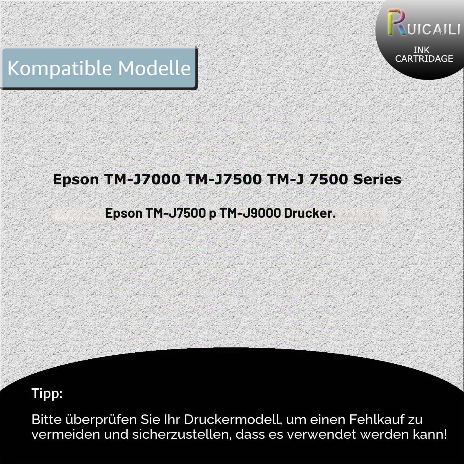 SJIC8 Tintenpatronen, Schwarz, 50 ml, kompatibel mit Epson sjic8, kompatibel mit TM-J7000, TM-J7500, TM-J 7500 Serie und TM-J7500 P TM-J9000, 4 Stück