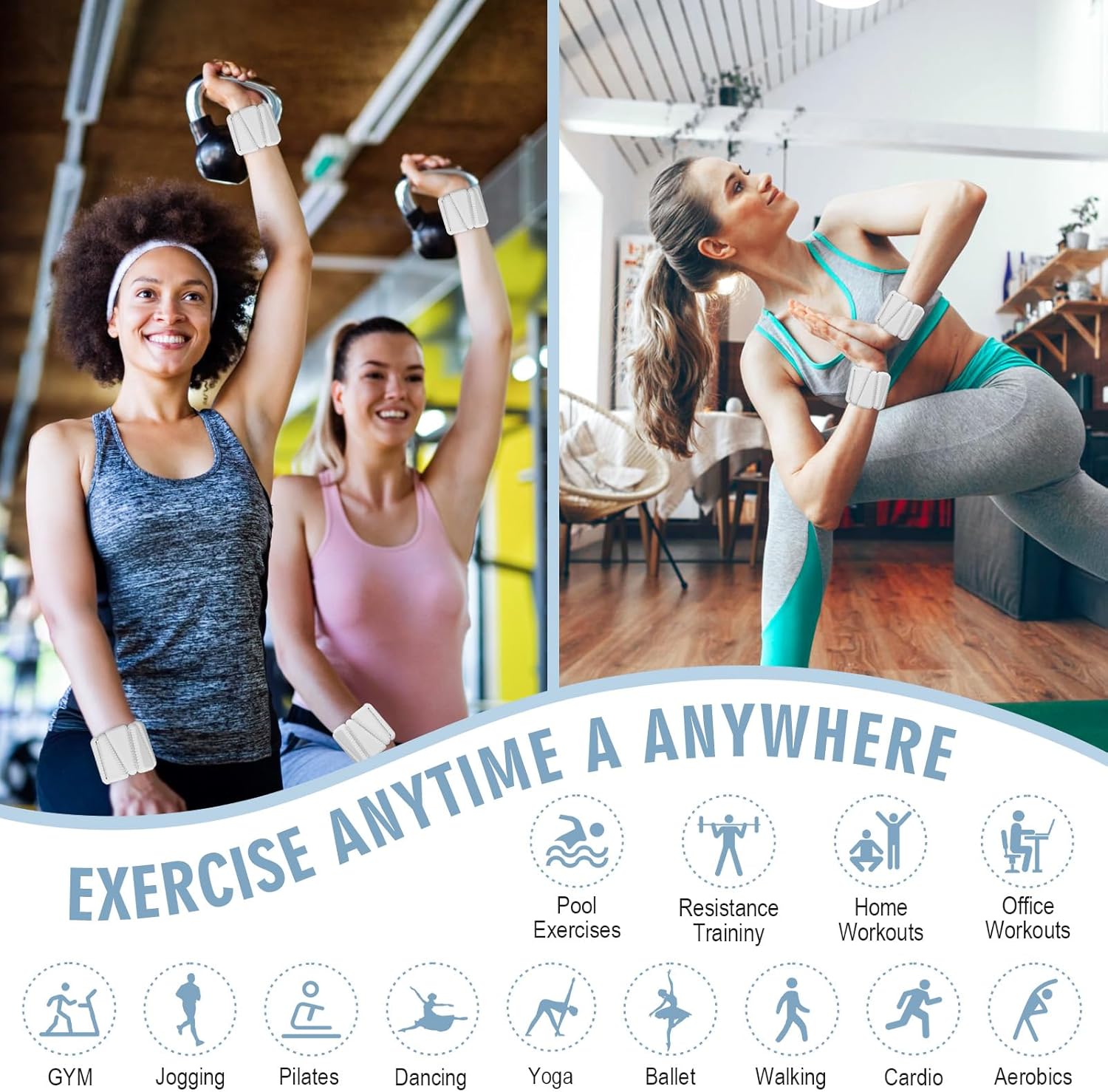 Wrist Weights, Adjustable Wrist Ankle Weights for Women, Wearable Arm & Leg Weights Set of 2(1 lb Each), Weighted Bangles for Walking, Yoga, Dance, Barre, Gym - Image 6