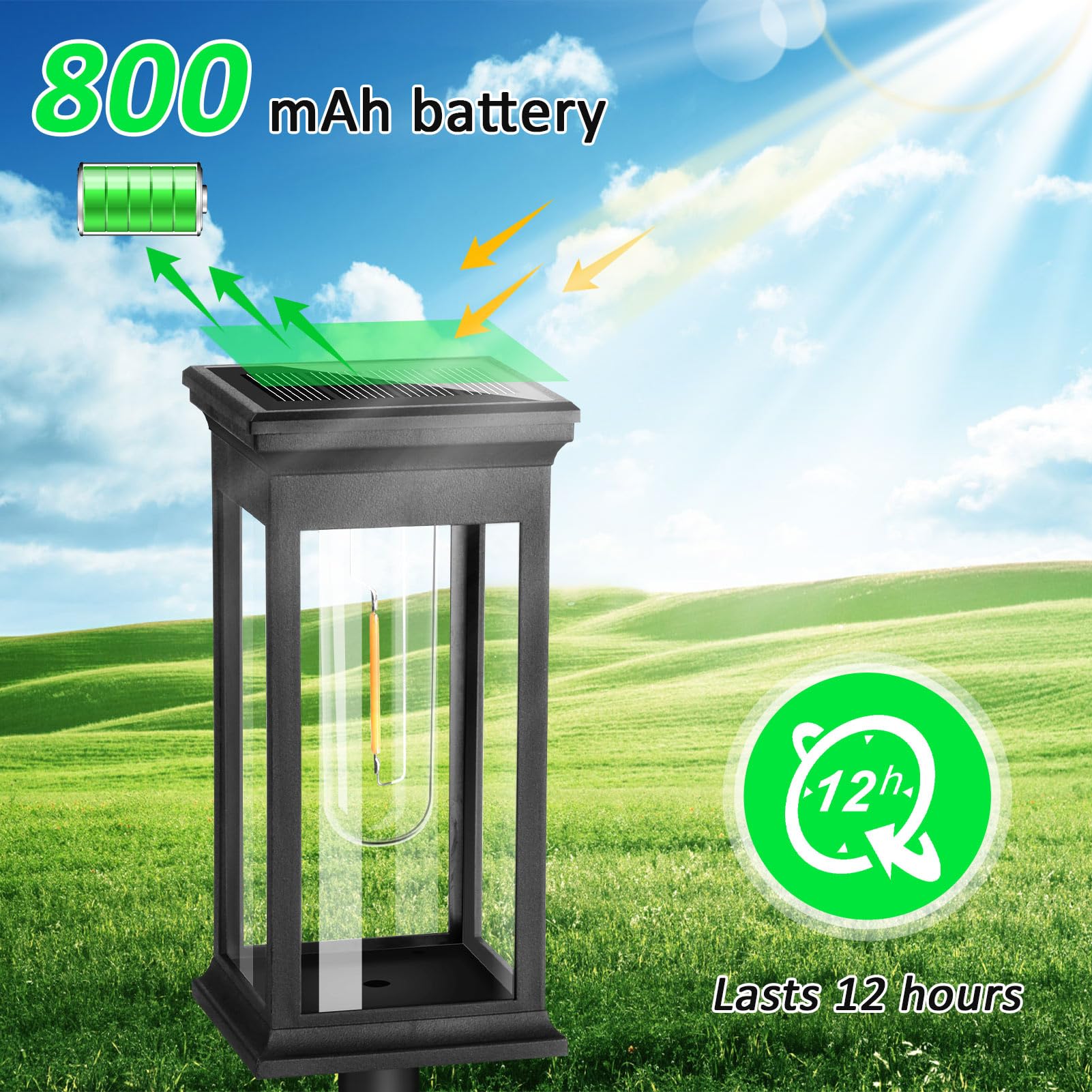 Lampade Solari per Giardino Esterno, Luci Moderne in Confezione da 4, On-Off Automatiche, Decorazione Impermeabile IP65 Bianco Caldo per Prato, Cortile