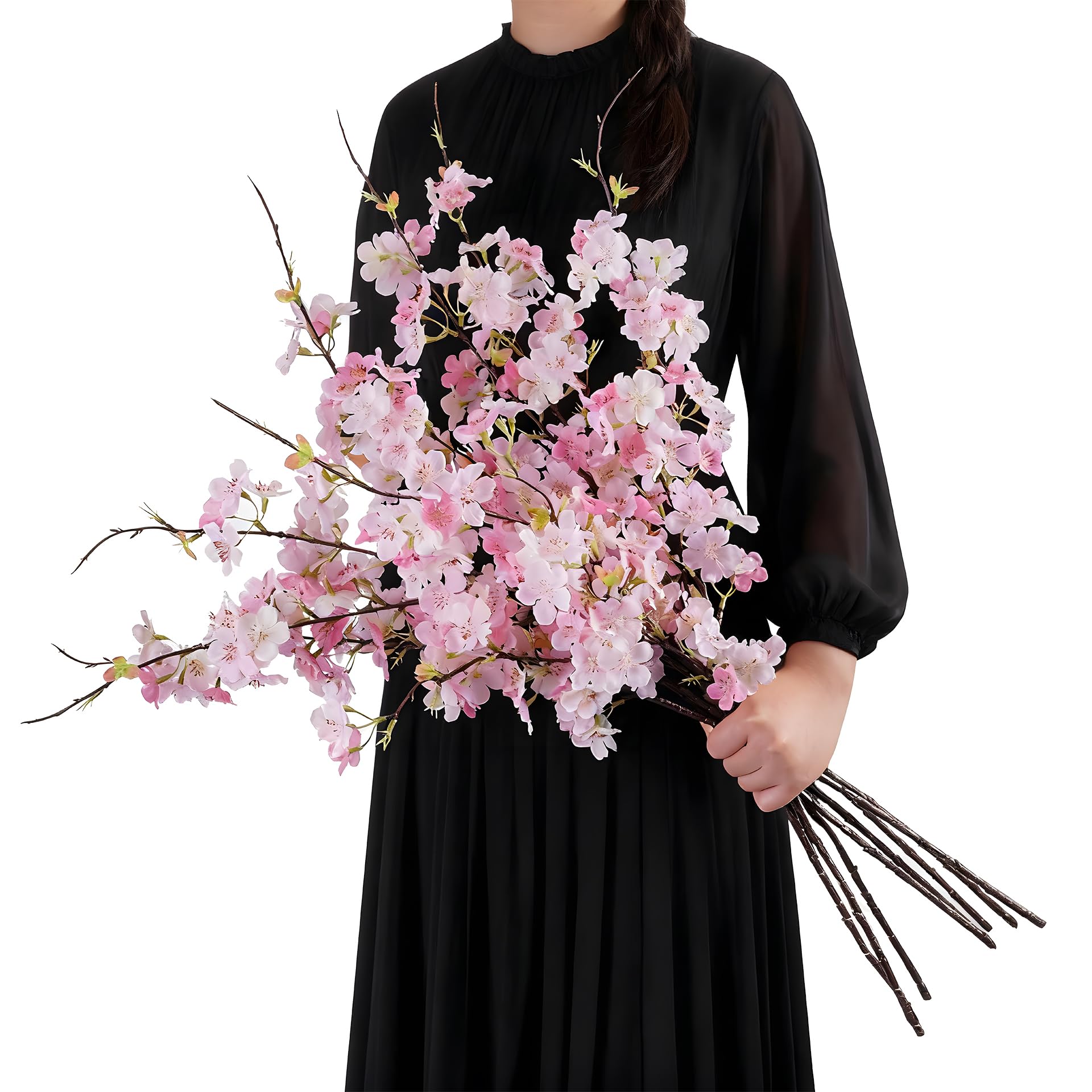 Photo 1 of ENALGRE Artificial Cherry Blossom Branches 27.6In Silk Cherry Blossom Branches Long Stem Artificial Flowers for Tall Vase, for Home Decor, Weddings Decor, Parties & Festival Gifts 8PCS ?Pinkish White