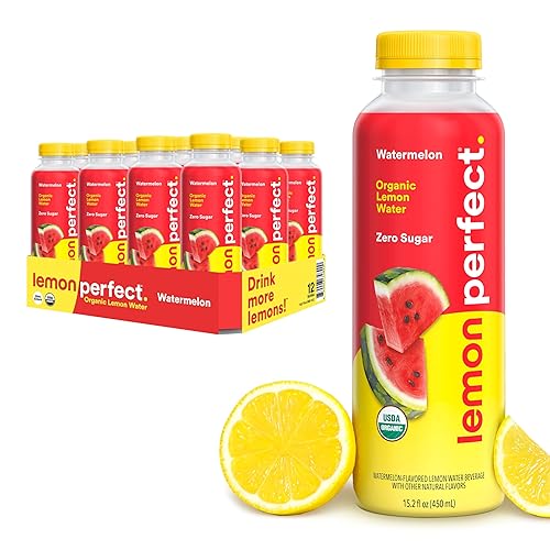 Lemon Perfect Sandía, agua de limón con sabor hidratante, cero azúcar, deliciosa y refrescante, orgánica, botellas de 15.2 onzas líquidas (paquete Lemon Perfect Sandía, agua de limón con sabor hidratante, cero azúcar, deliciosa y refrescante, orgánica, botellas de 15.2 onzas líquidas (paquete
