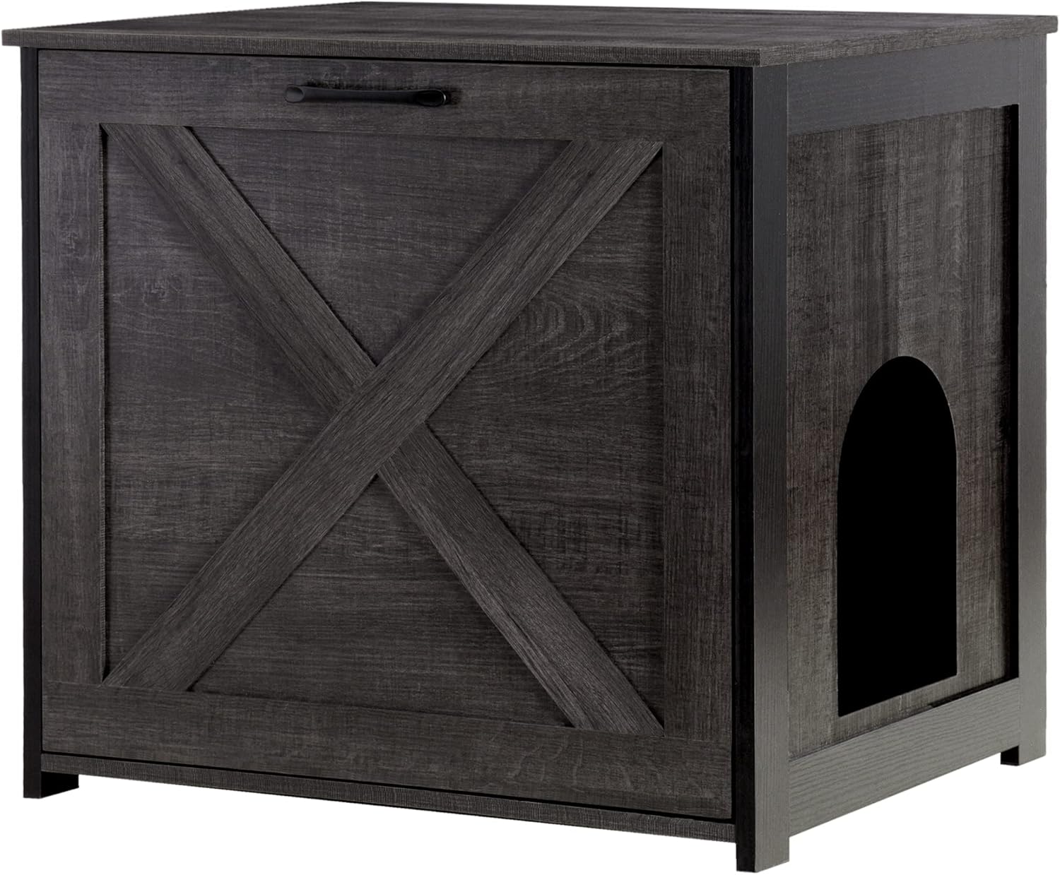 Dwanton Cat Litter Box Furniture Hidden, Cat Litter Box Enclosure, Reversible Entrance Can Be on Left or Right Side, Indoor Cabinet, Wooden Washroom, End Table, Nightstand, Dark Gray, 23.6" L 23.6 x 19.7 x 21.7 Inches Dark Grey