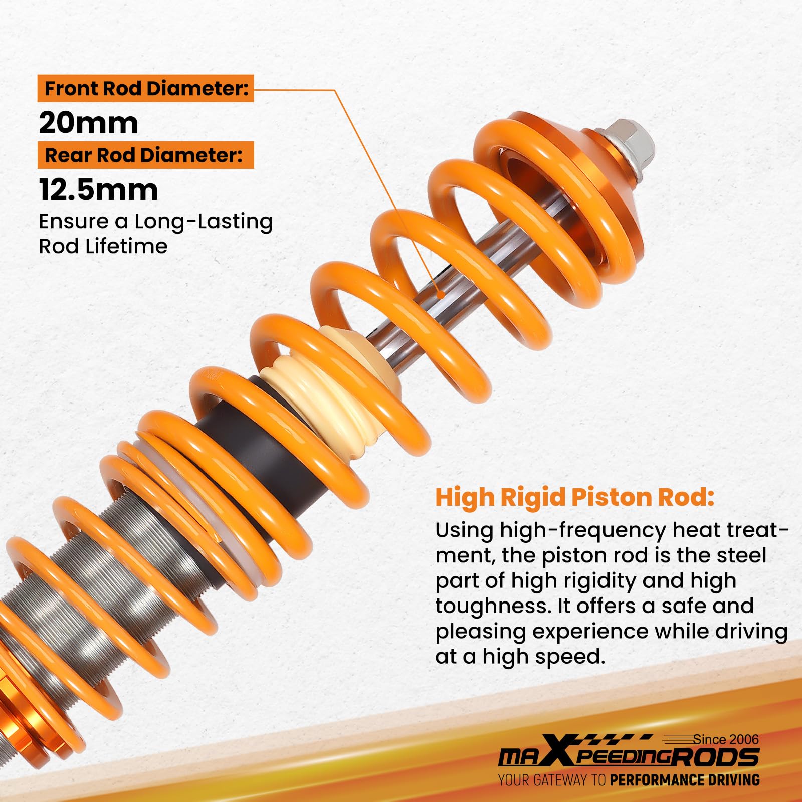 maXpeedingrods 4 Lots de Coilover Combinés Filetés pour VW Corrado Golf MK2 MK3 Jetta II? Kit de Ressorts de Suspension Amortisseurs Hauteur Réglable - Or