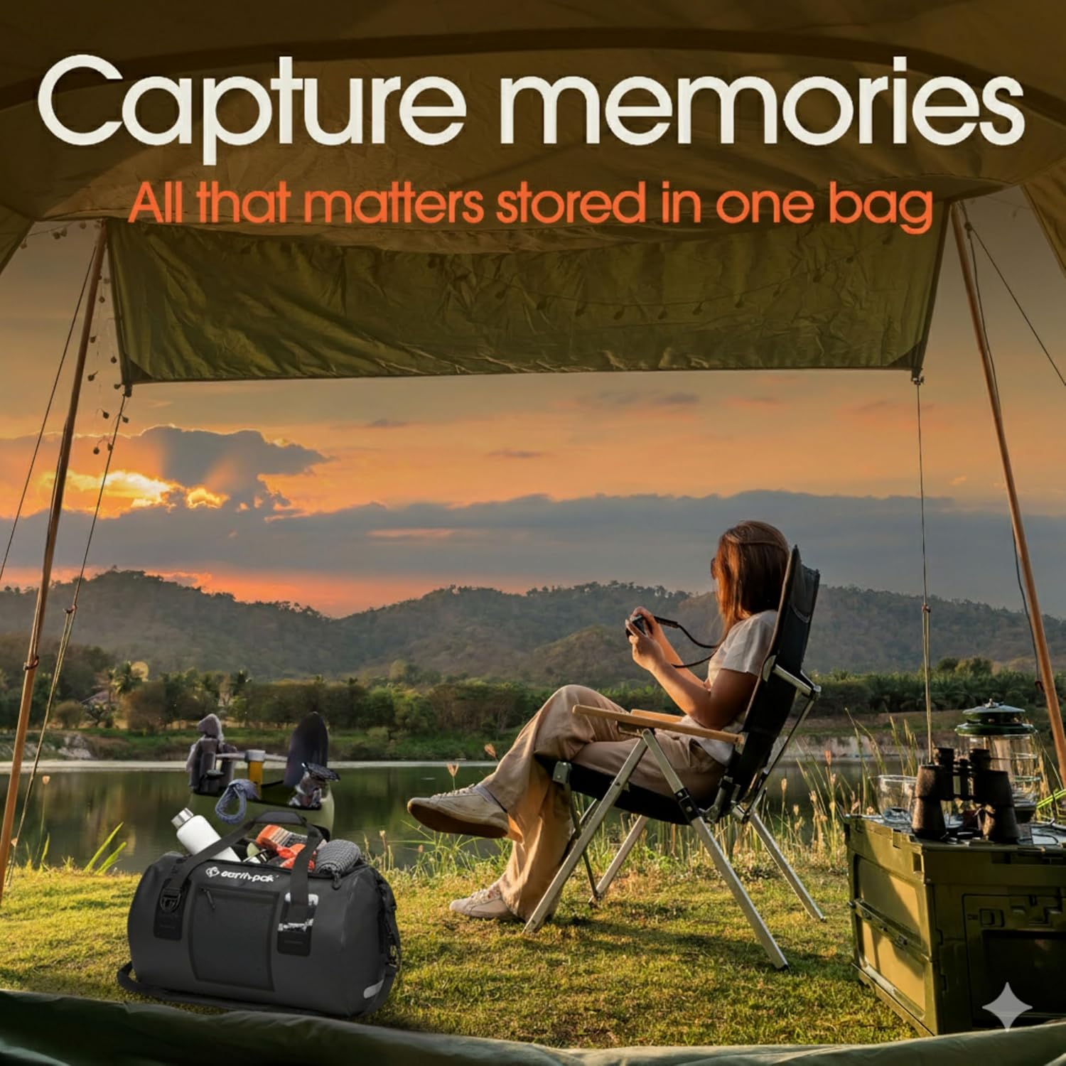 Earth Pak Waterproof Duffel Bag - Heavy Duty Motorcycle Dry Bag with Large Storage Space Perfect for Traveling, Camping, Kayaking, Fishing & Canoeing Bag 50L/70L/90L/120L Sizes - Image 4