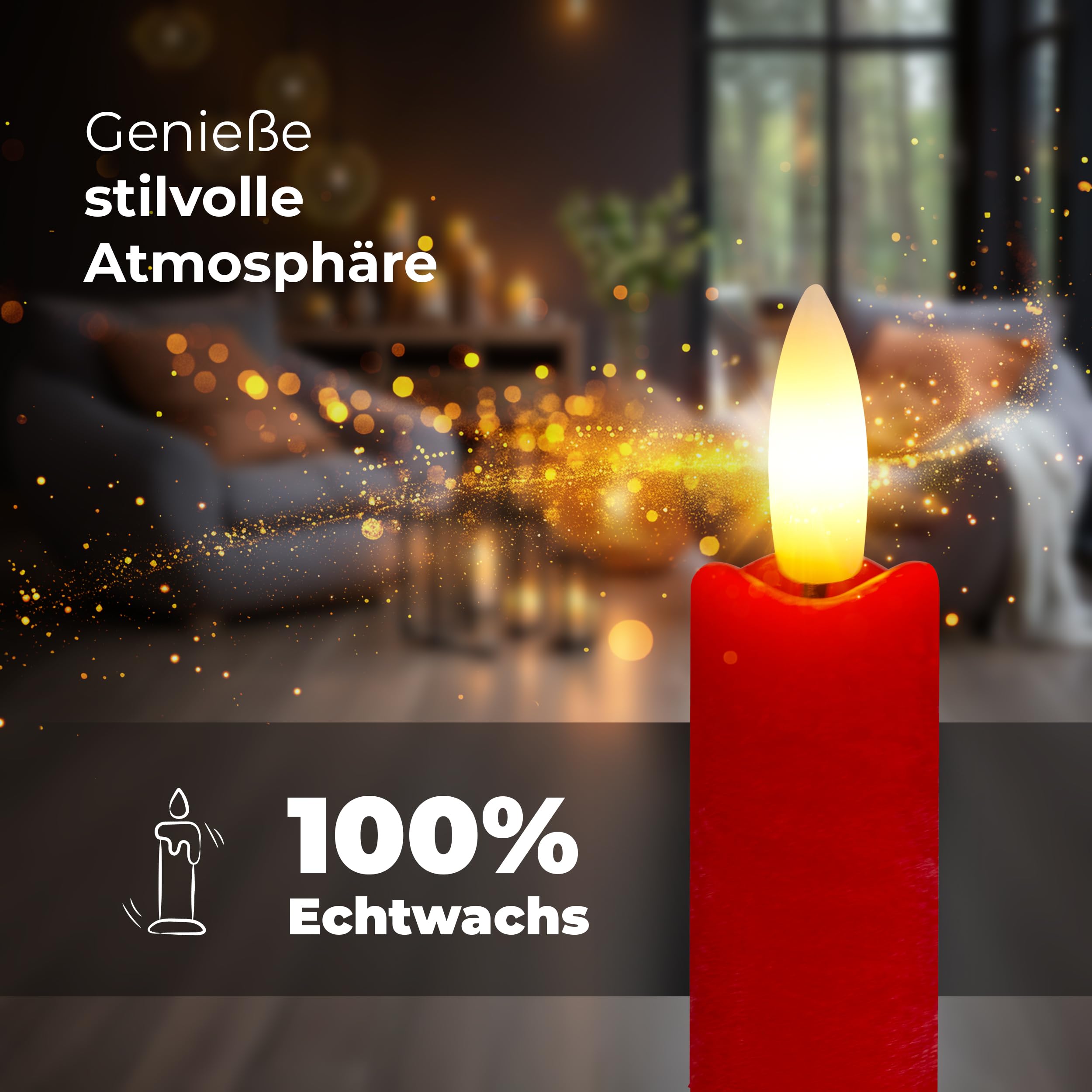 4 Groene LED-staafkaarsen – Echte Was, Met Timer En Flikkerende Vlam, 23 Cm Hoog