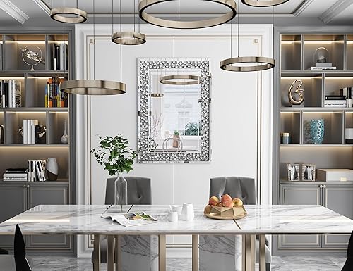 Miniatura 5 de KOHROS Espejo de diamante para pared, 36 x 24 pulgadas, espejos de pared decorativos rectangulares para sala de estar, baño, dormitorio, entrada,