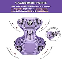 Vista 3 de No Pull xs Dog Harness,Soft Adjustable No Choke Escape Proof Pet Harness Vest,Purple,XS