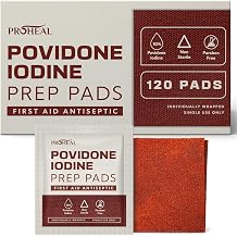 10% Povidone Iodine Prep Pads - 120 Iodine Swabs, Individually Wrapped - First Aid Antiseptic for Cleaning and Keeping Skin Clean