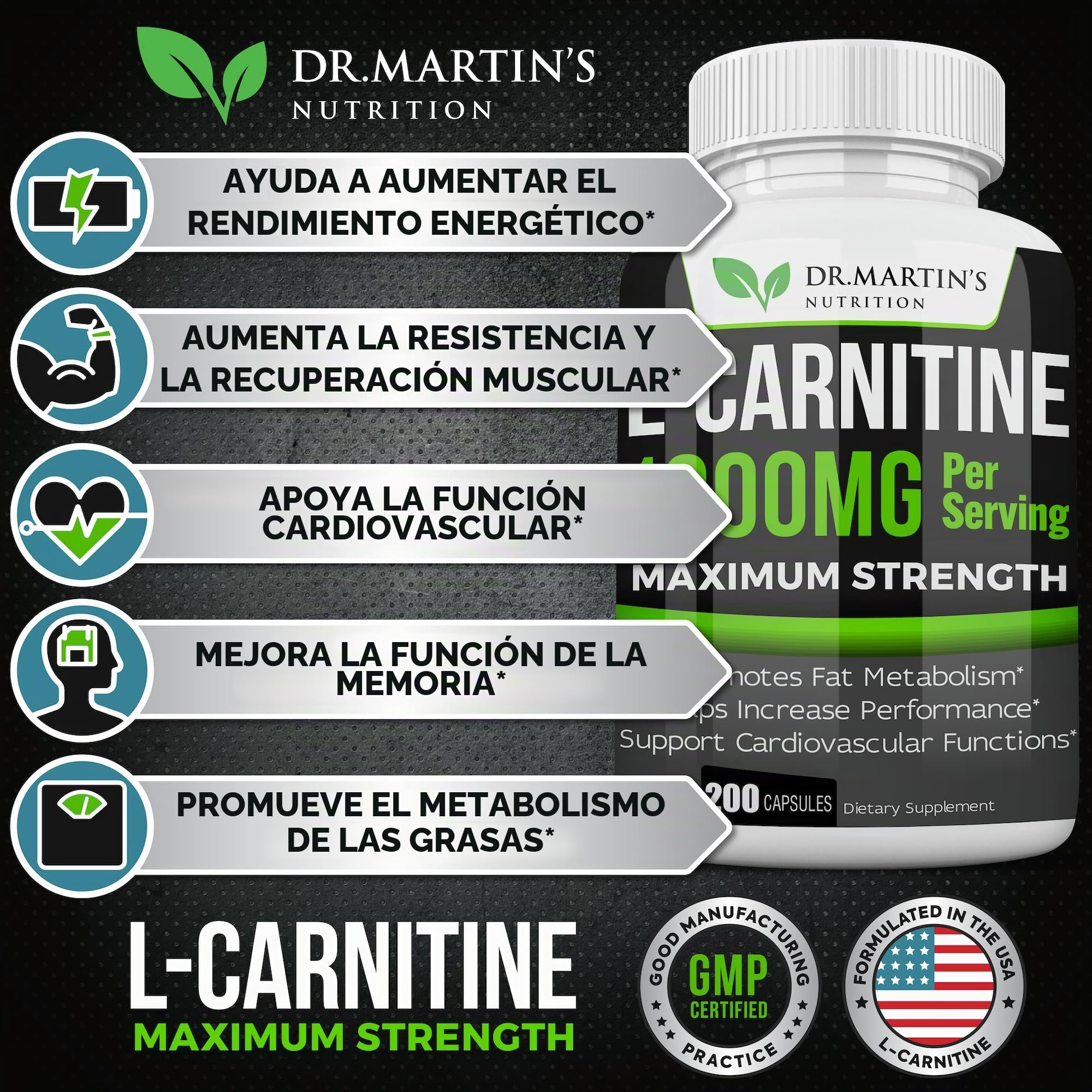 funcion de l carnitina DR. MARTIN'S NUTRITION L-Carnitina extra fuerte, 200 cápsulas, 1000 mg por porción, aumenta tu metabolismo y aumenta el rendimiento WADA's outing of Salazar top 20 product Specification:2cc                                     50 Amp / Box