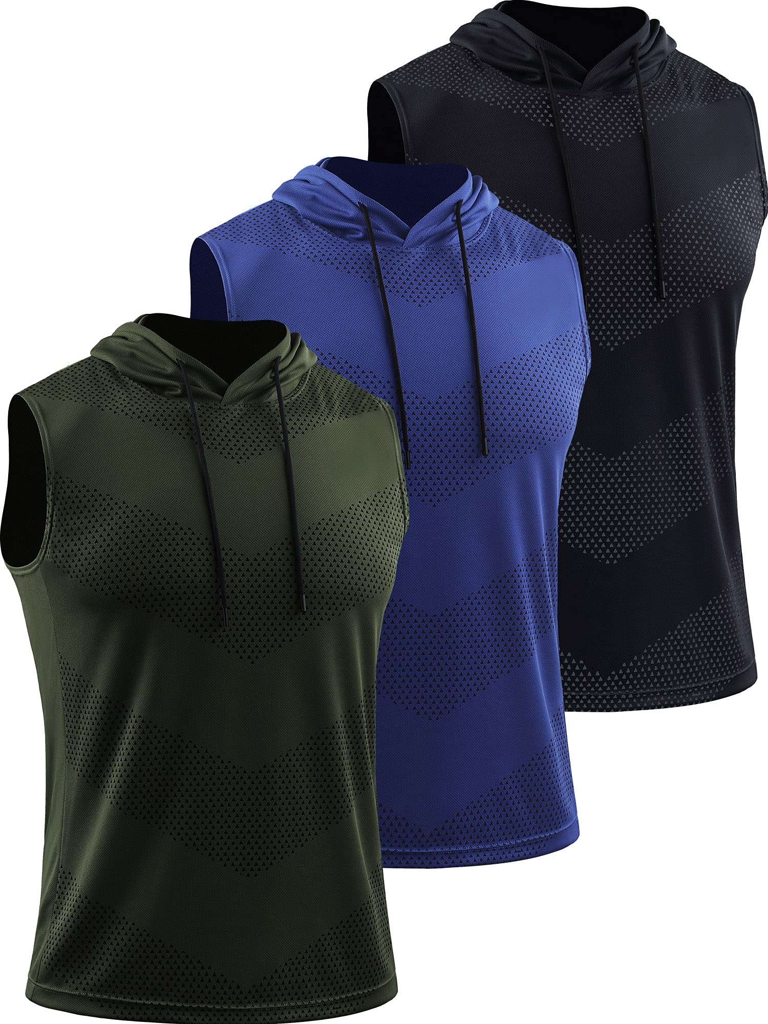 NELEUSMen's Workout Tank Tops 3 Pack Sleeveless Running Shirts with Hoodie