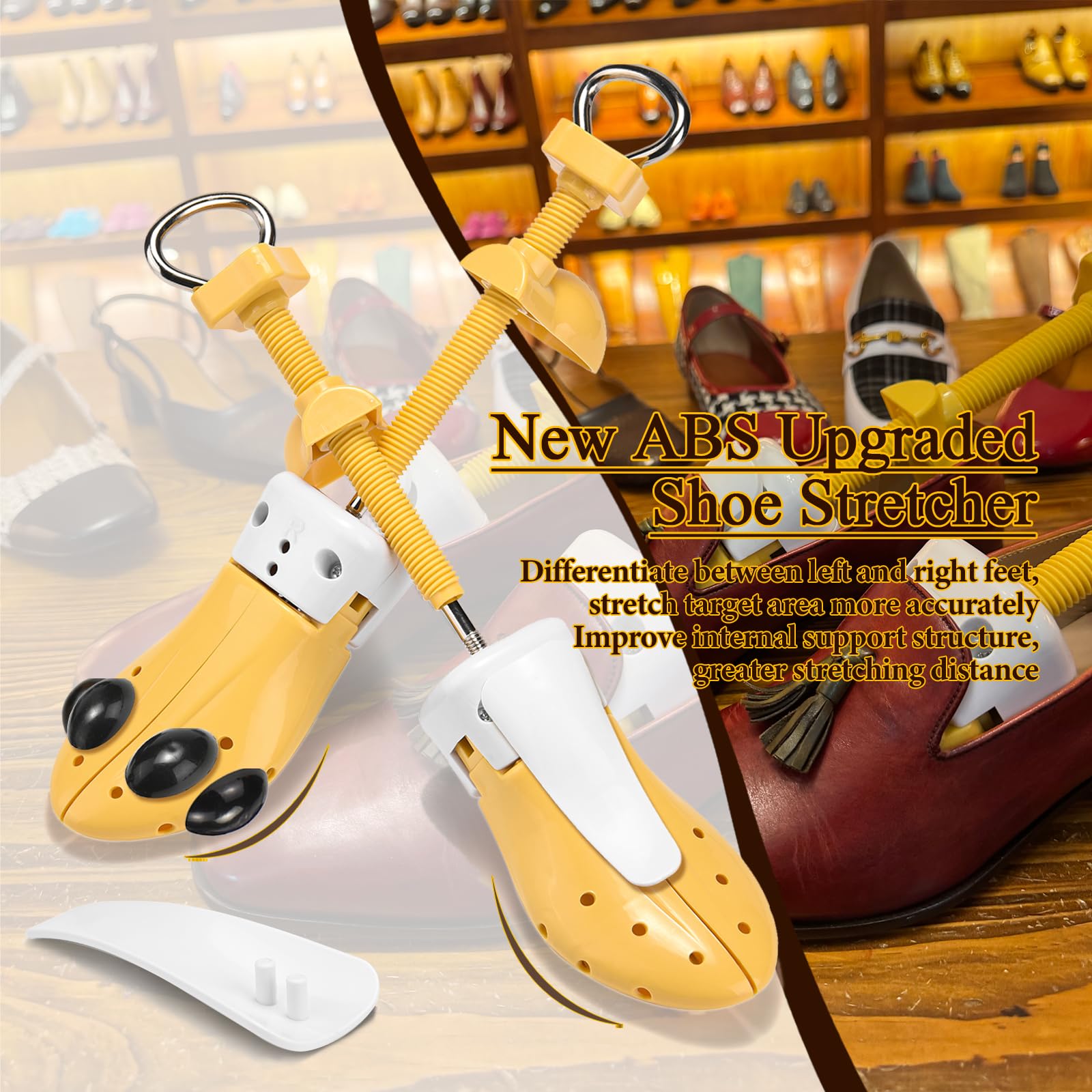 Estirador de zapatos para mujeres y hombres, pies anchos, par de expansores de zapatos, ancho ajustable, longitud y empeine