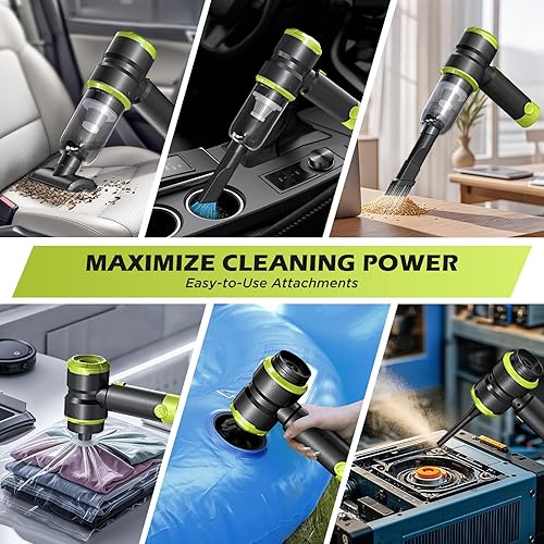 Miniatura 4 de Aspiradora de mano para automóvil con potencia de 15000 PA, aspiradora inalámbrica 4 en 1 pequeña y potente y plumero de aire con batería de 2000