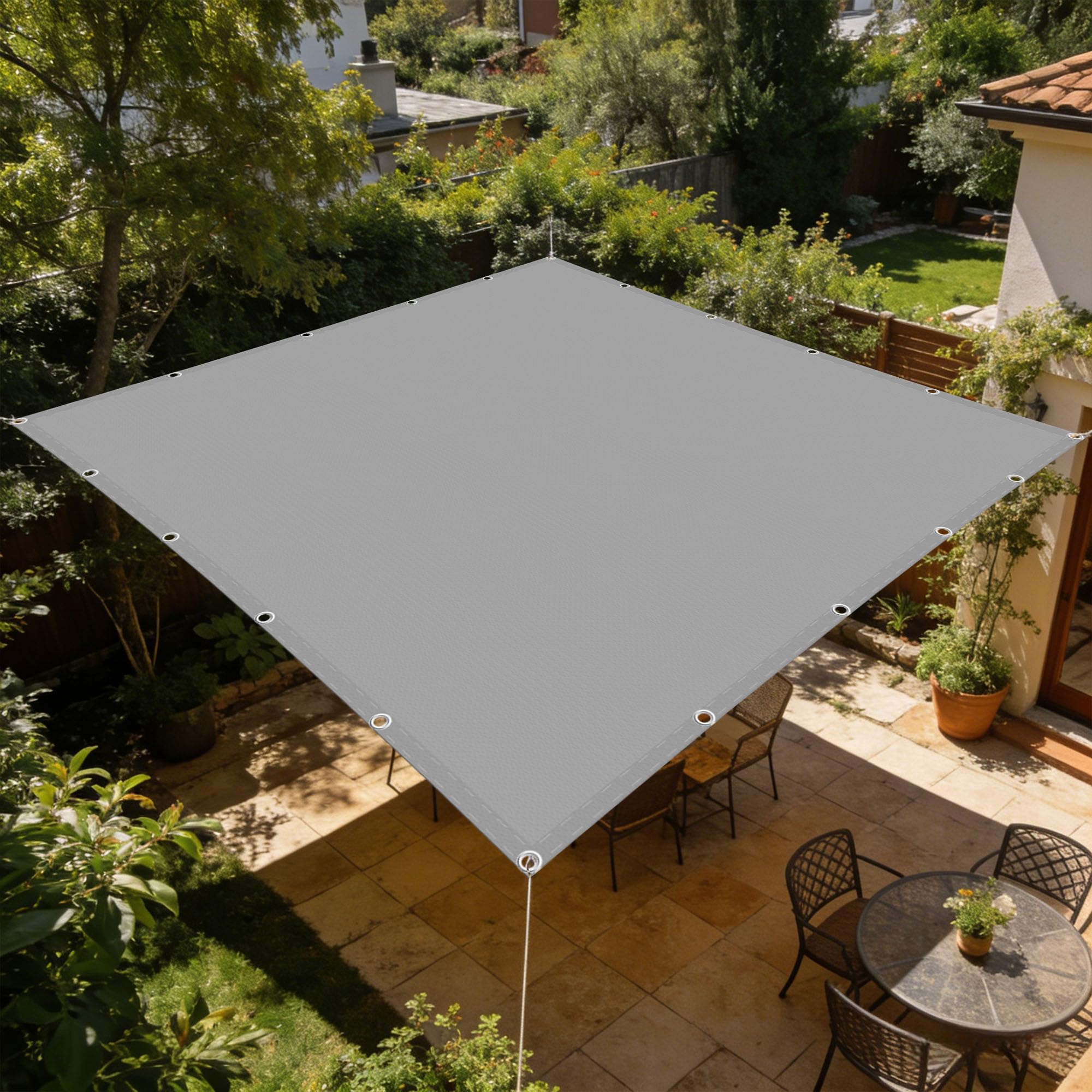 Voile d'ombrage pour terrasse et balcon gris clair 160x600 cm anti-UV