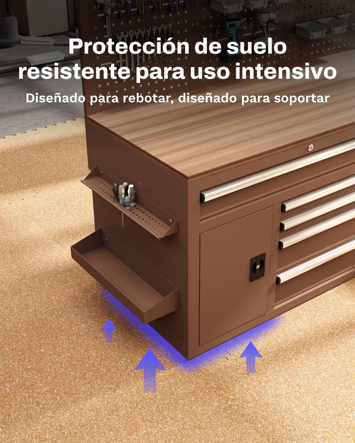 AIRHOP 12 pzs 60x60x1,4cm Suelo Gimnasio Mejorado para Equipo Pesado, Superficie de Goma Robusta, Extra Gruesa y Antideslizante, Puzzle Gym Floor para Gimnasio y Casa, 4,32 m², Madera Vetada
