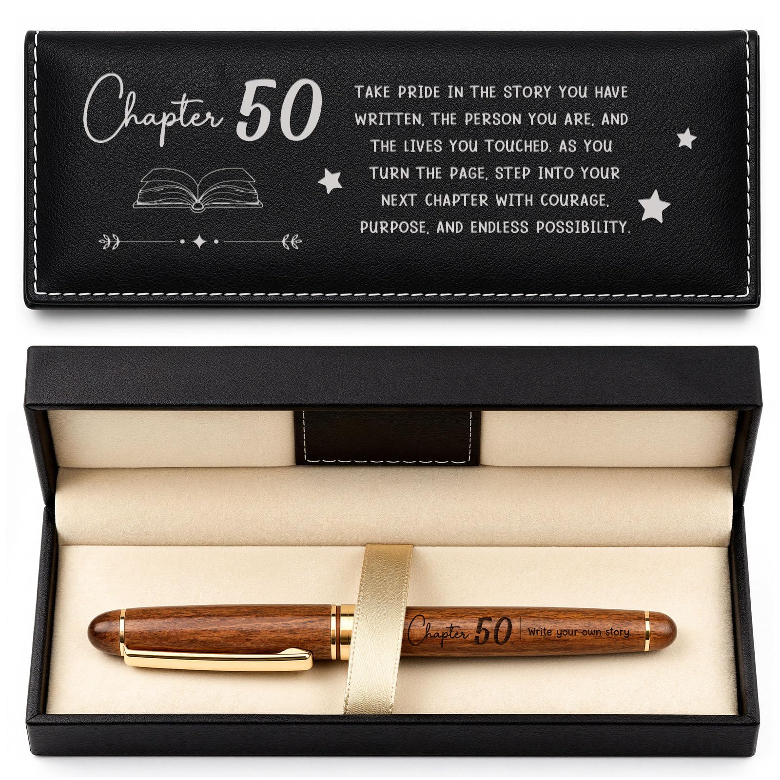 Giftota 50th Birthday Gifts for Women Men, Chapter 50 Gift for Her Him, 50th Gel Pen with Exquisite PU Pen Box, 50 Year Old Bday Decoration Gift Ideas for Best Friends Family Colleagues Mum Grandma