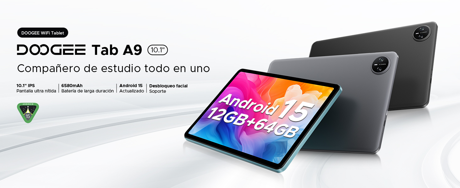 DOOGEE Tab A9 Tablet 10 Pulgadas, Tablet Andriod 15, 6580mAh, 12GB
