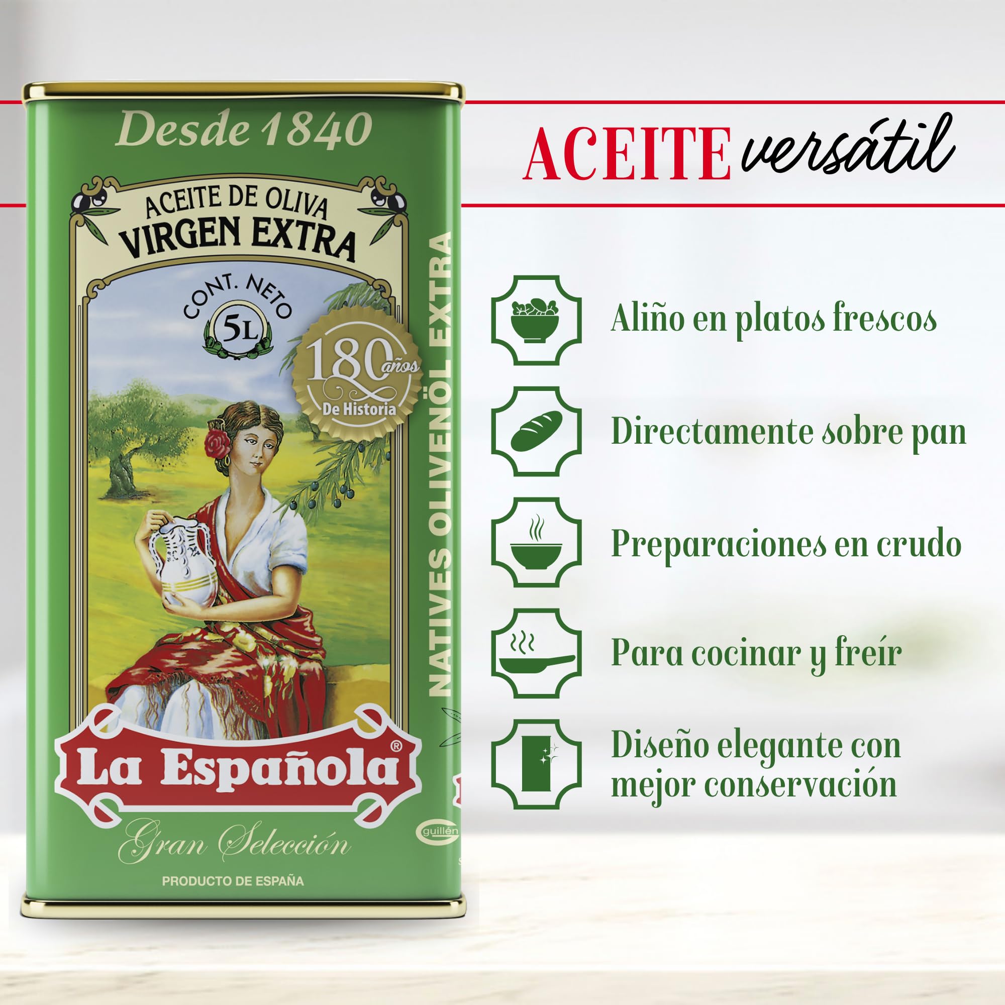 LA ESPAÑOLA - Aceite de Oliva Virgen Extra Gran Selección. Lata 5 Litros.