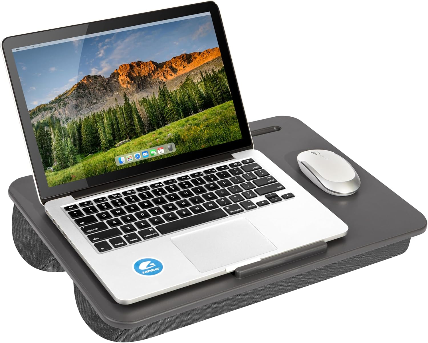 LAPGEAR Original Lap Desk – Large (17.9” x 13”) | Fits Up to 17.3” Laptops | Cushioned with Device Ledge, Pencil Tray & Handle | Portable & Lightweight | Charcoal – Style No. 45155 Charcoal Single Unit