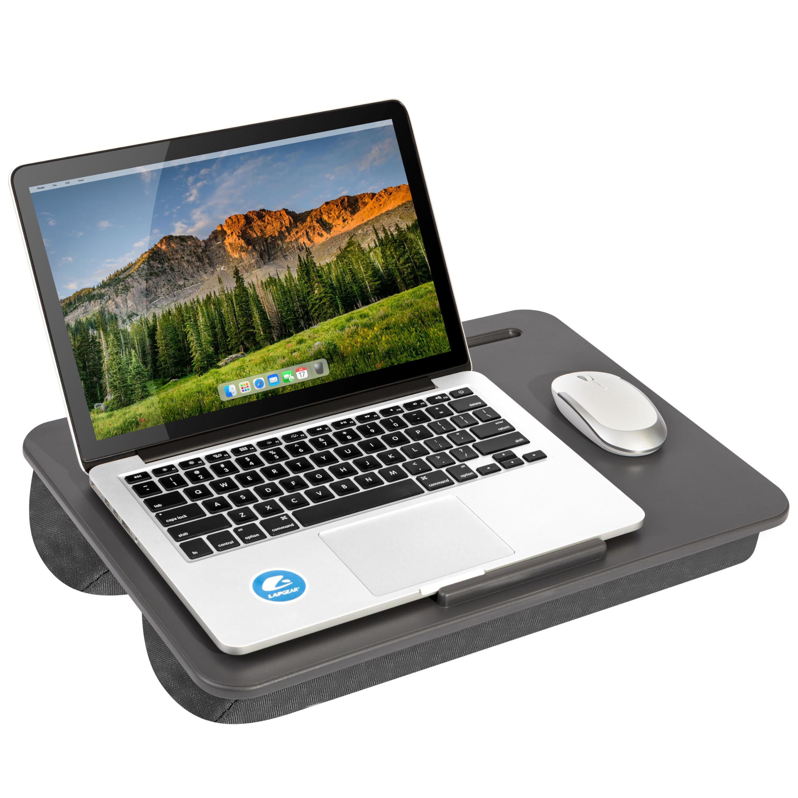 LAPGEAR Original Lap Desk – Large (17.9” x 13”) | Fits Up to 17.3” Laptops | Cushioned with Device Ledge, Pencil Tray & Handle | Portable &