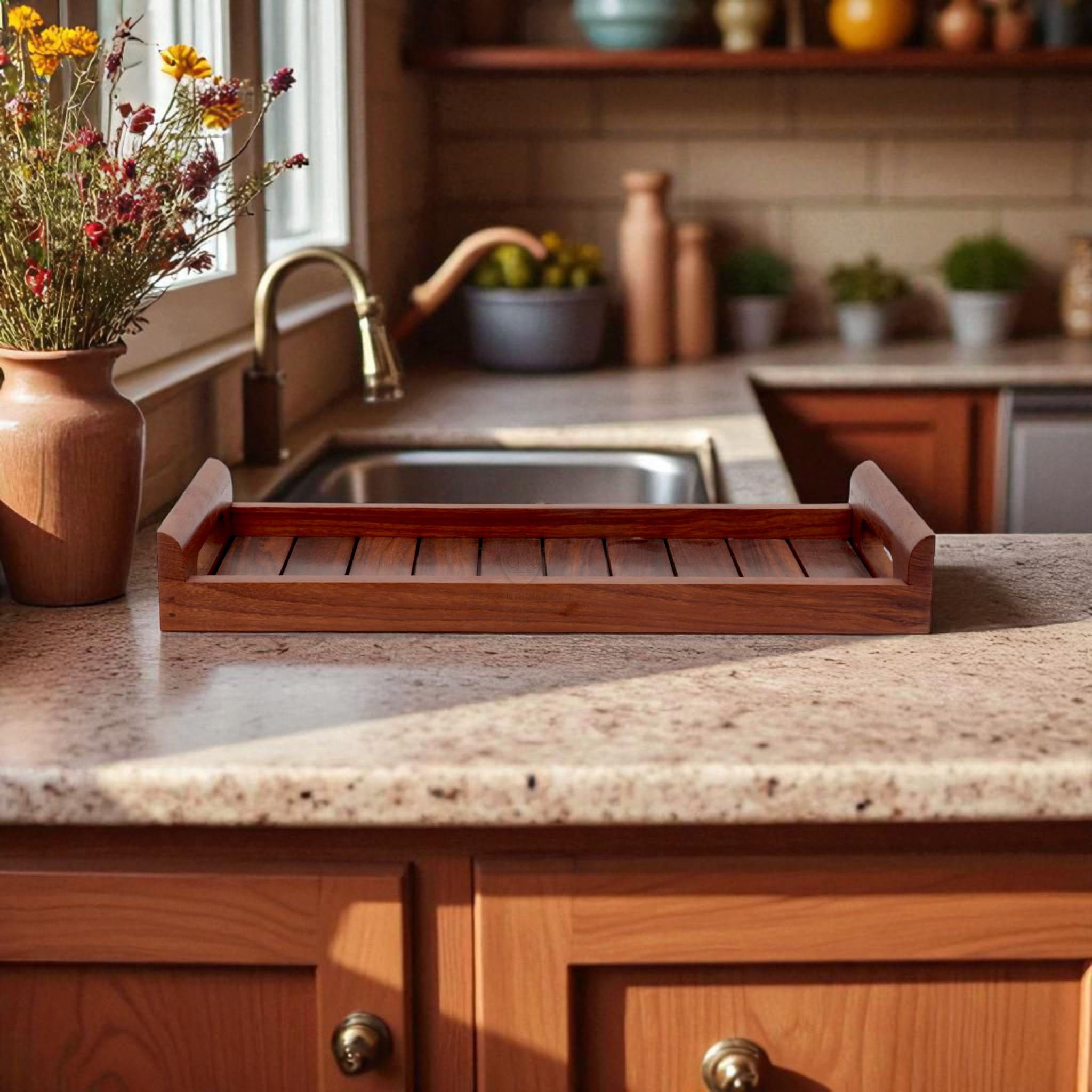 Vassoio da portata in legno, organizer da cucina, vassoio per colazione, vassoio per la colazione, vassoio per frutta per ospiti, ristorante, tavolo da pranzo, decorazione per