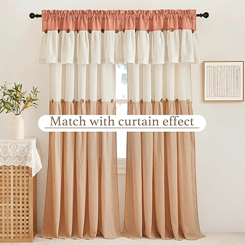 Miniatura 5 de NICETOWN Cenefas para ventanas, cenefas bohemias para ventana de cocina de granja sobre el fregadero, decoración de sala de estar, bolsillo para