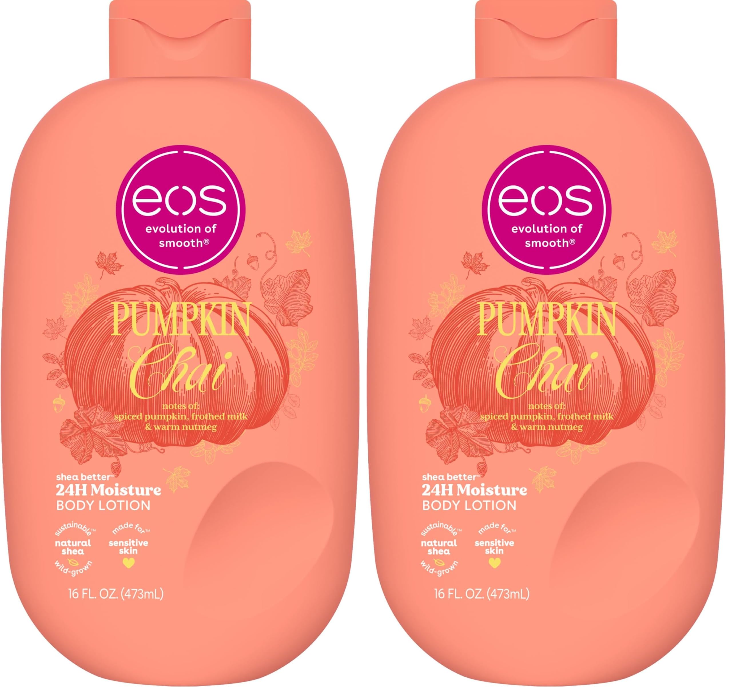 eos Pumpkin Chai Shea Better Body Lotion - 24H Moisture, 16 fl oz (Pack of 2)
