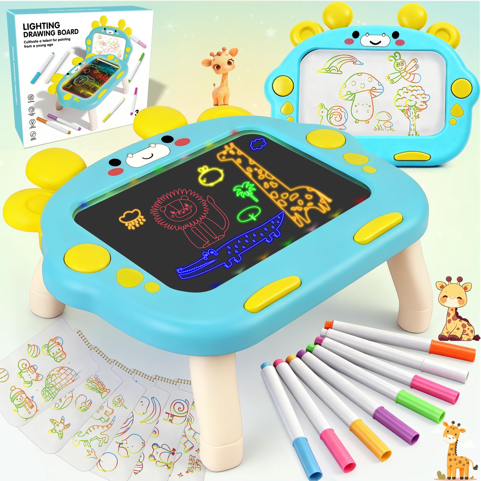 LumenVela Lavagna Led per Disegnare Bambini, Lavagna Luminosa per Disegnare con 8 Penne Colorate e 8 Modalità di Illuminazione, Lavagnetta Cancellabile Bambini per 3-8 Anni Ragazzi Ragazze