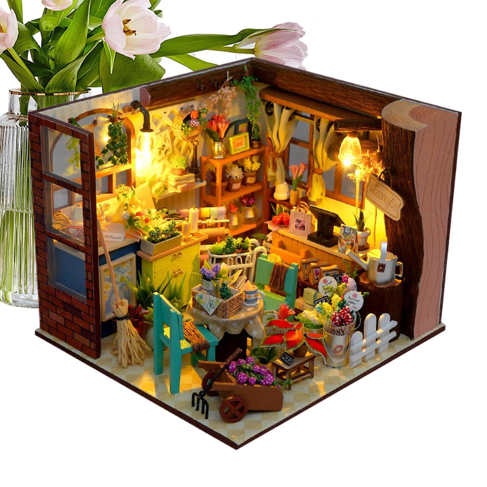Kit fai da te per una casa in miniatura Giocattolo Di Costruzione Modellino | Kit di casa fai da te Per la decorazione di scrivania, dormitorio, appartamento, libreria, soggiorno e abitazi