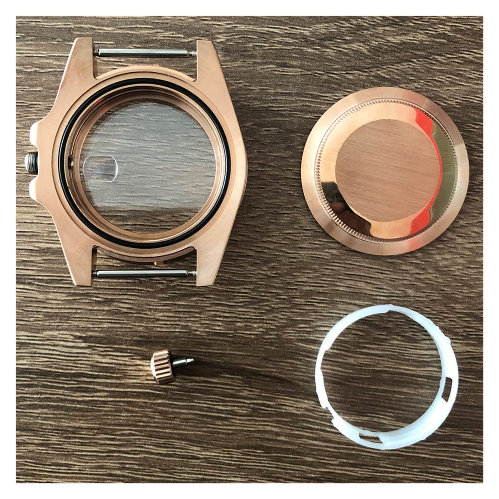 40-mm-Edelstahlgehäuse mit PVD-Beschichtung in Roségold, Saphirglas, einseitig drehbares Armband mit Soundsystem, Uhrwerk 8215/2813