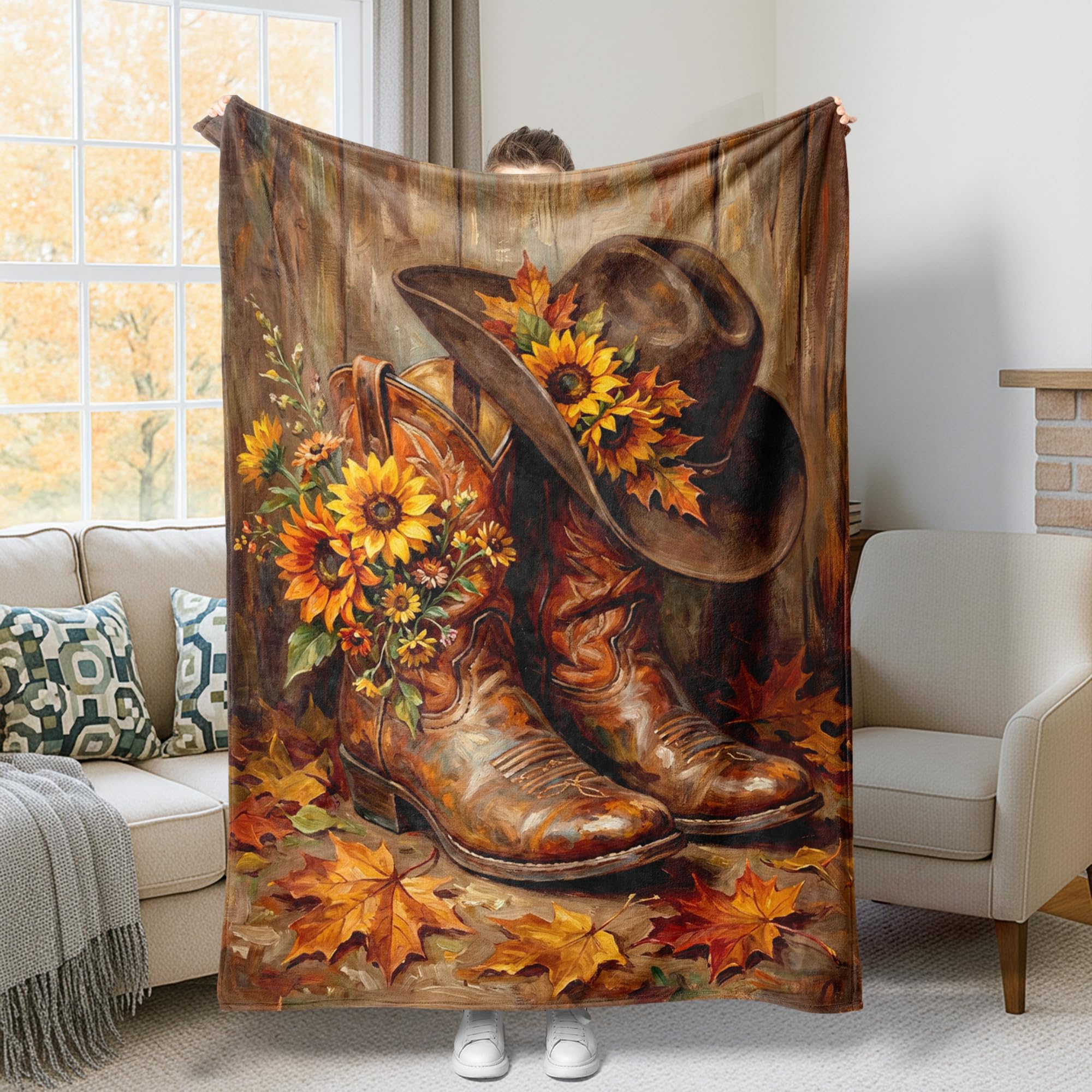 Couverture rustique en flanelle marron jeté de canapé et lit 127 x 152 cm