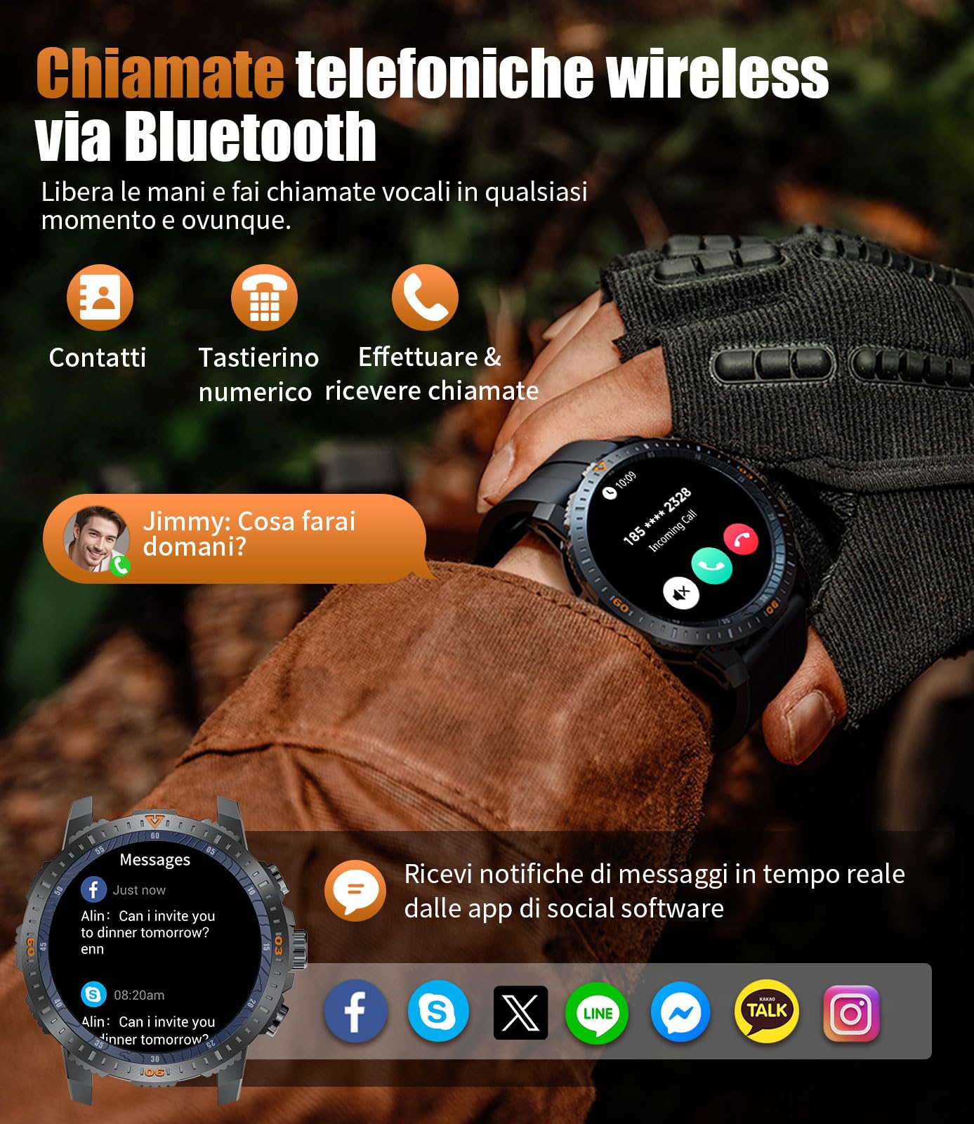 ESFOE Smartwatch Uomo,2 Cinturini,500mAh Batteria 1.43" AMOLED Orologio Smartwatch Uomo con Chiamate Bluetooth,Smart Watch Militari Tracker con 100+ Modalità Sportive,Sonno/Cardiofrequenzimetro