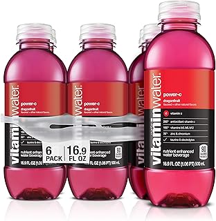 vitaminwater power-c electrolyte enhanced water w/ vitamins, dragonfruit drinks, 16.9 fl oz, 6 Pack