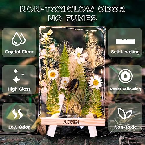 Miniatura 3 de Resina epoxi de 32 onzas, kit de resina epoxi, resina de arte transparente que no se amarillea, sin burbujas, autonivelante, alto brillo, fundición